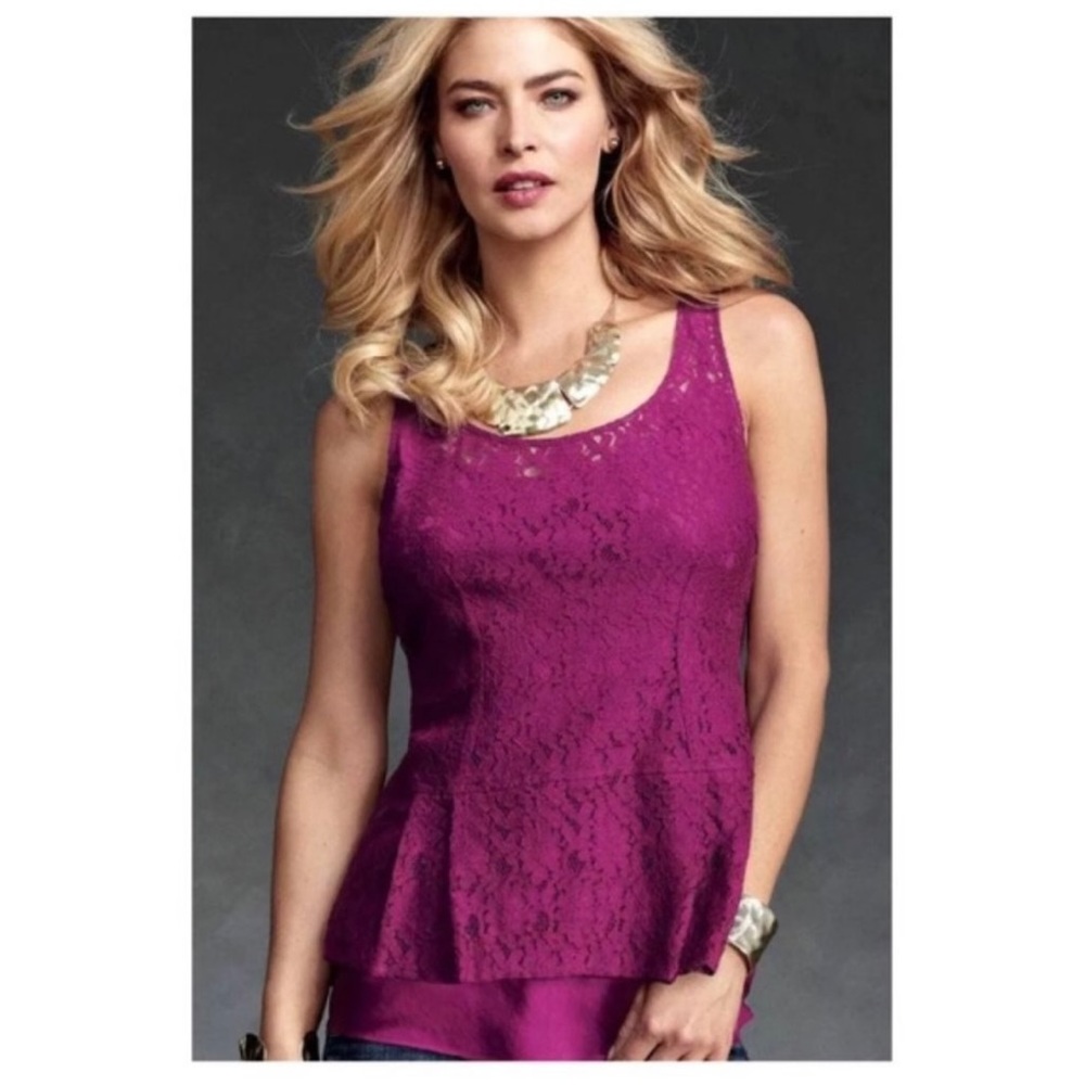 CABI 💜 Sz. M boysenberry lace peplum tank style 131